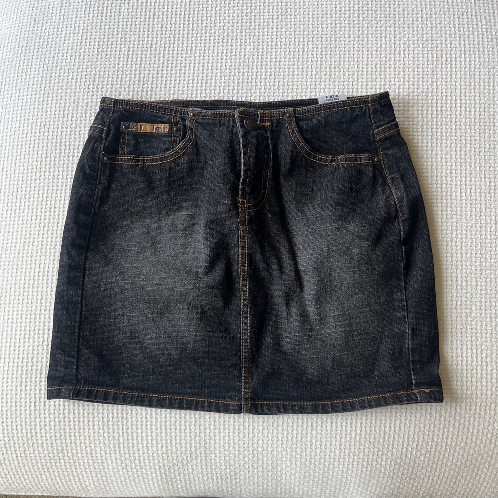 Vintage Lei Black Denim Skirt